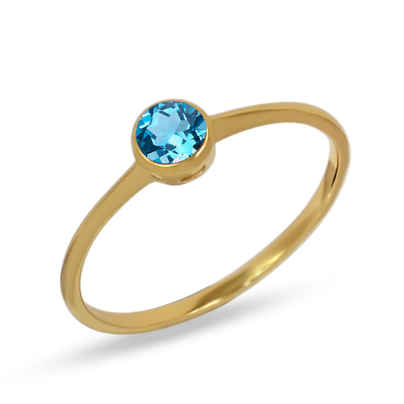 4*4 MM Round - 18k Gold Vermeil - Blue Topaz Ring - CB-R813G-BT Catalogue