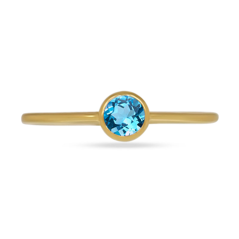 4*4 MM Round - 18k Gold Vermeil - Blue Topaz Ring - CB-R813G-BT Catalogue