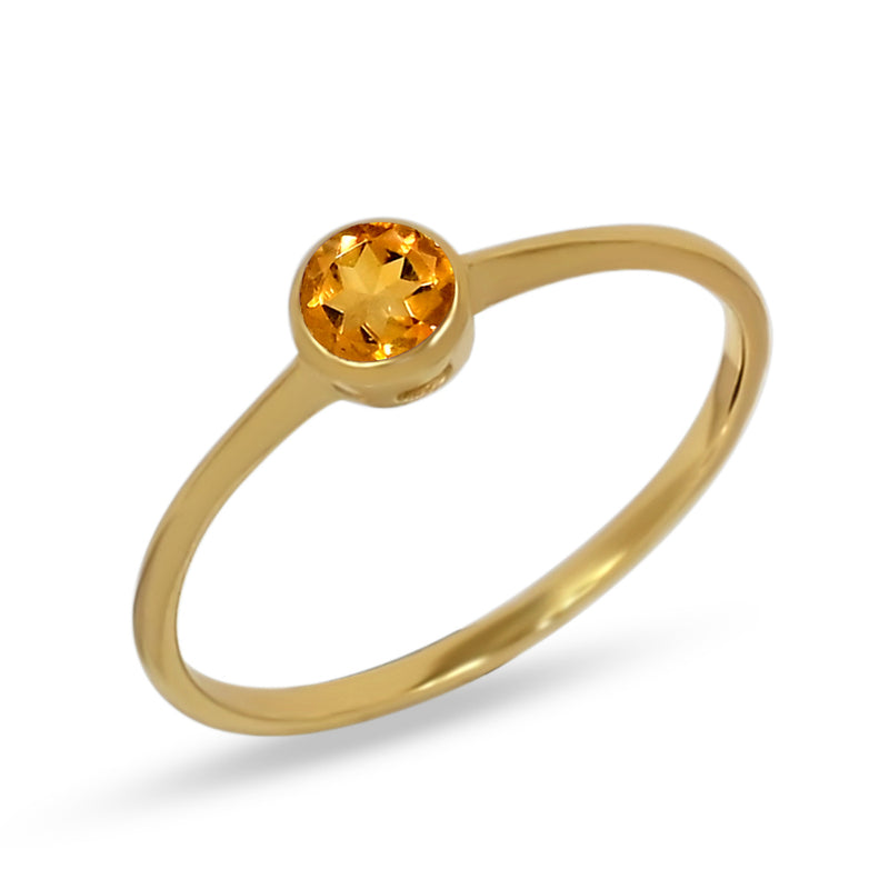 4*4 MM Round - 18k Gold Vermeil - Citrine Ring - CB-R813G-C Catalogue
