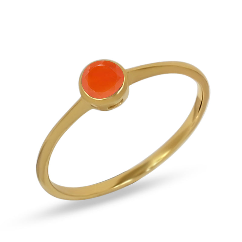 4*4 MM Round - 18k Gold Vermeil - Carnelian Faceted Ring - CB-R813G-CRF Catalogue