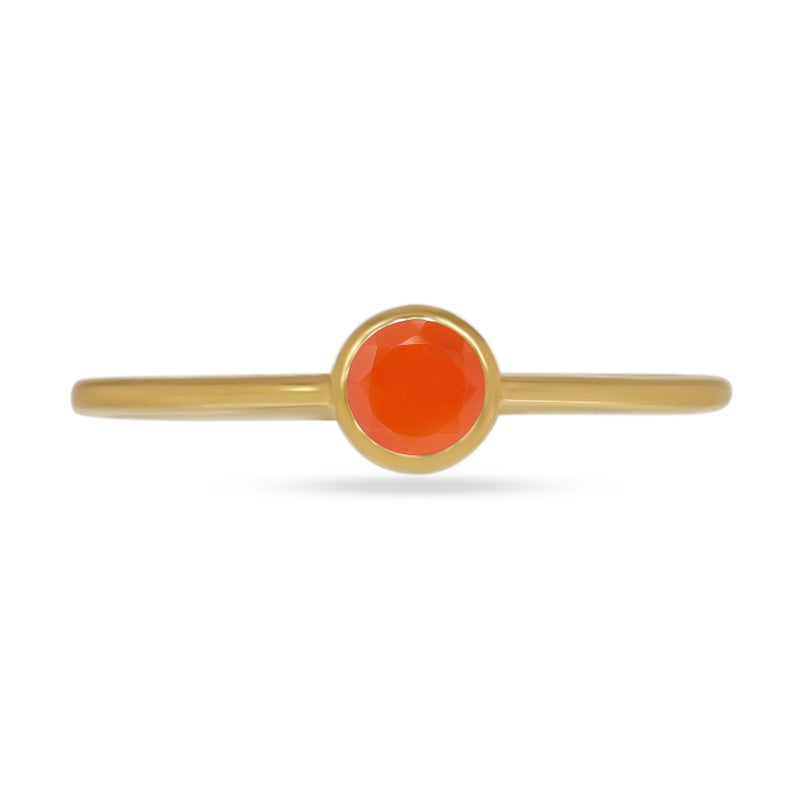 4*4 MM Round - 18k Gold Vermeil - Carnelian Faceted Ring - CB-R813G-CRF Catalogue
