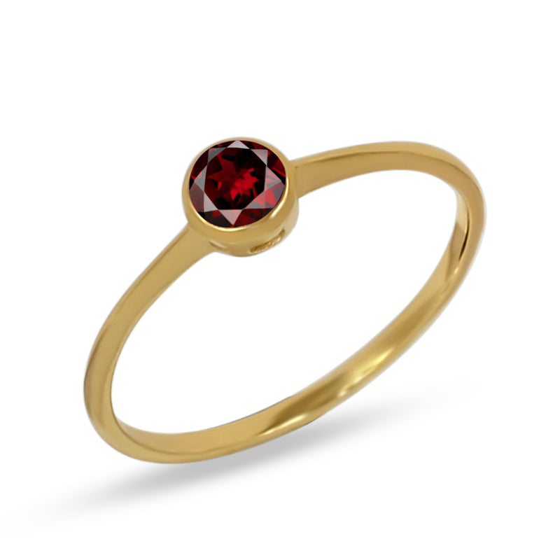 4*4 MM Round - 18k Gold Vermeil - Garnet Faceted Ring - CB-R813G-G Catalogue