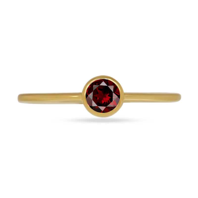 4*4 MM Round - 18k Gold Vermeil - Garnet Faceted Ring - CB-R813G-G Catalogue