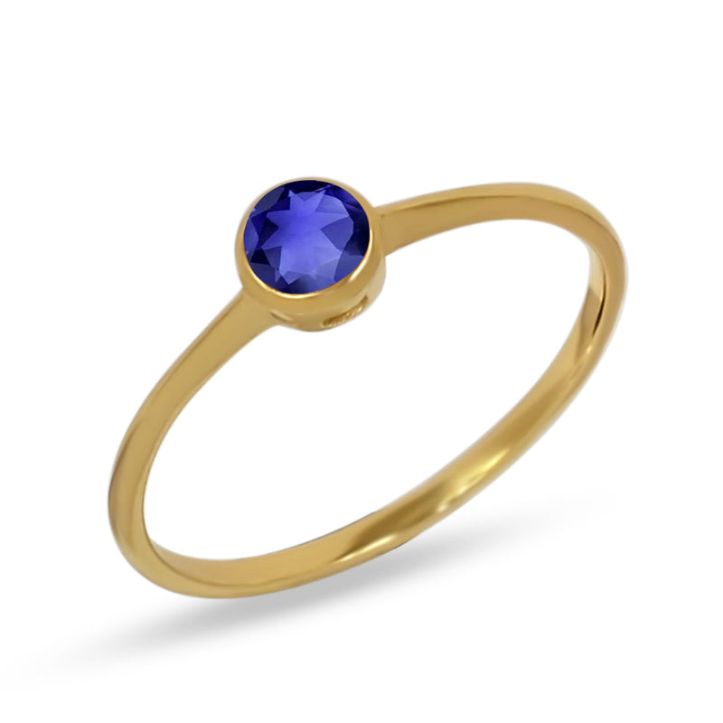 4*4 MM Round - 18k Gold Vermeil - Iolite Ring - CB-R813G-I Catalogue