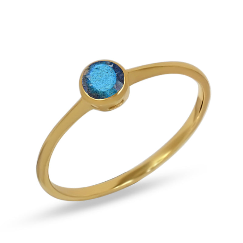 4*4 MM Round - 18k Gold Vermeil - Labradorite Faceted Ring - CB-R813G-LBF Catalogue