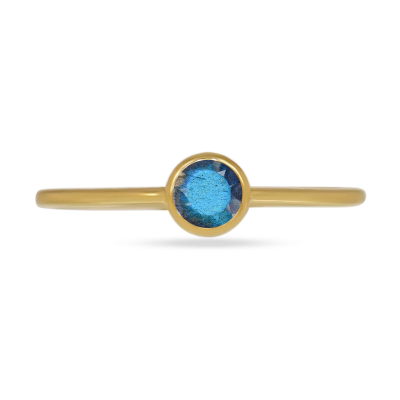 4*4 MM Round - 18k Gold Vermeil - Labradorite Faceted Ring - CB-R813G-LBF Catalogue