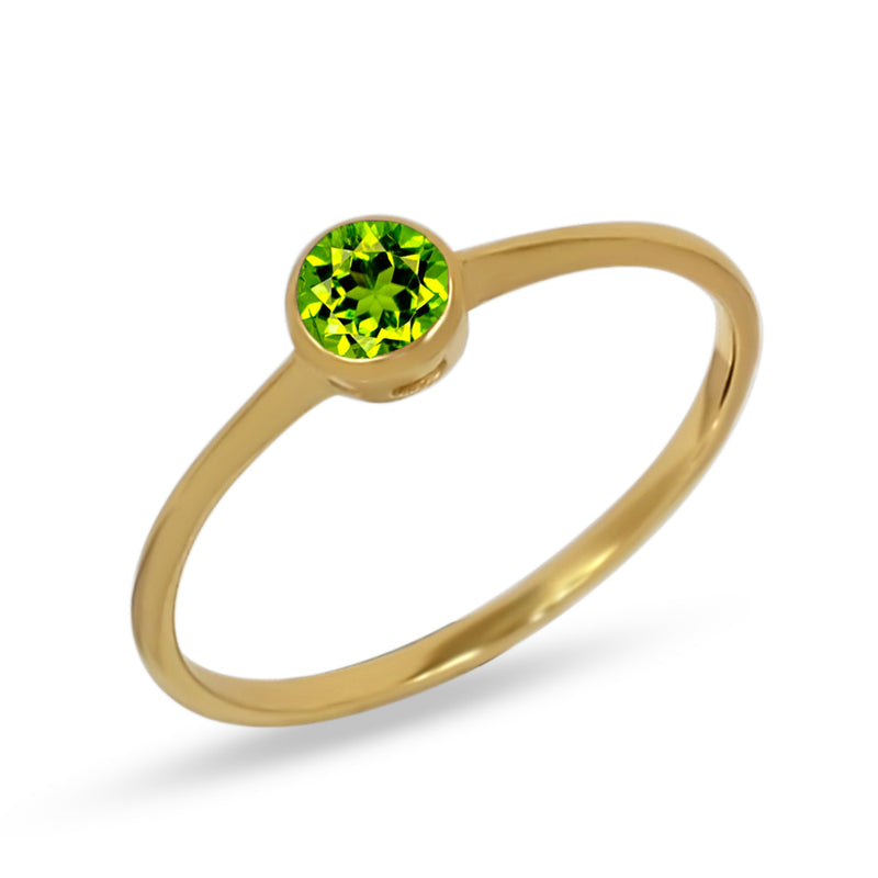 4*4 MM Round - 18k Gold Vermeil - Peridot Ring - CB-R813G-P Catalogue