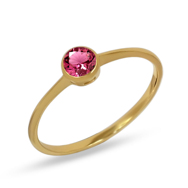 4*4 MM Round - 18k Gold Vermeil - Pink Tourmaline Faceted Ring - CB-R813G-PT Catalogue