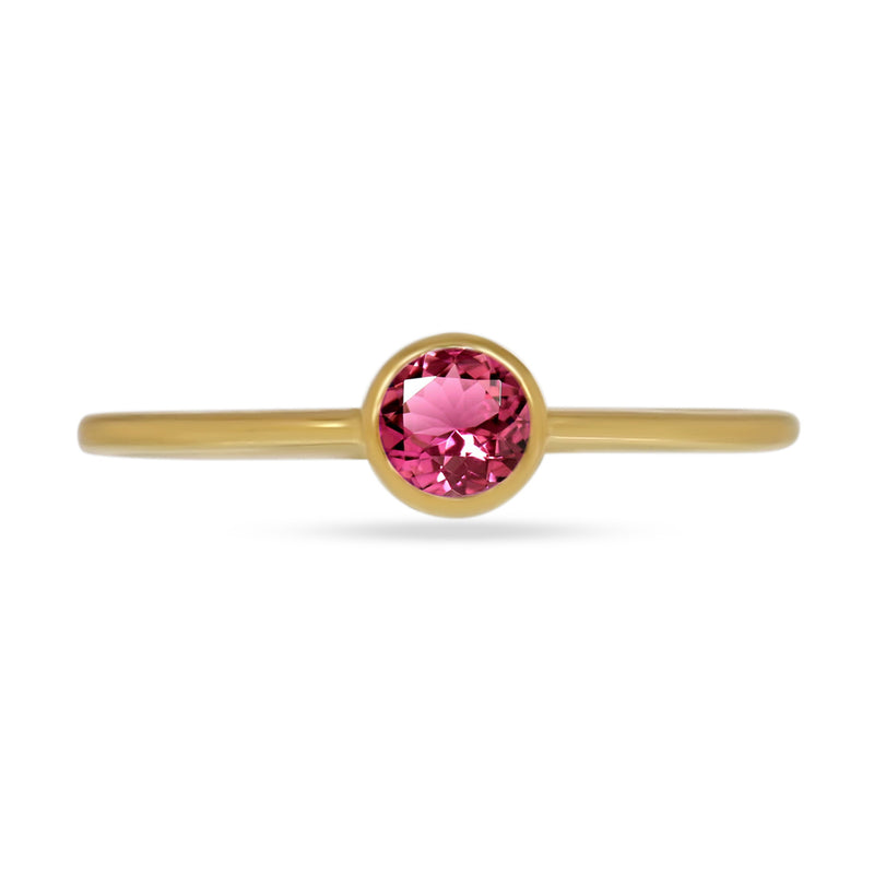 4*4 MM Round - 18k Gold Vermeil - Pink Tourmaline Faceted Ring - CB-R813G-PT Catalogue