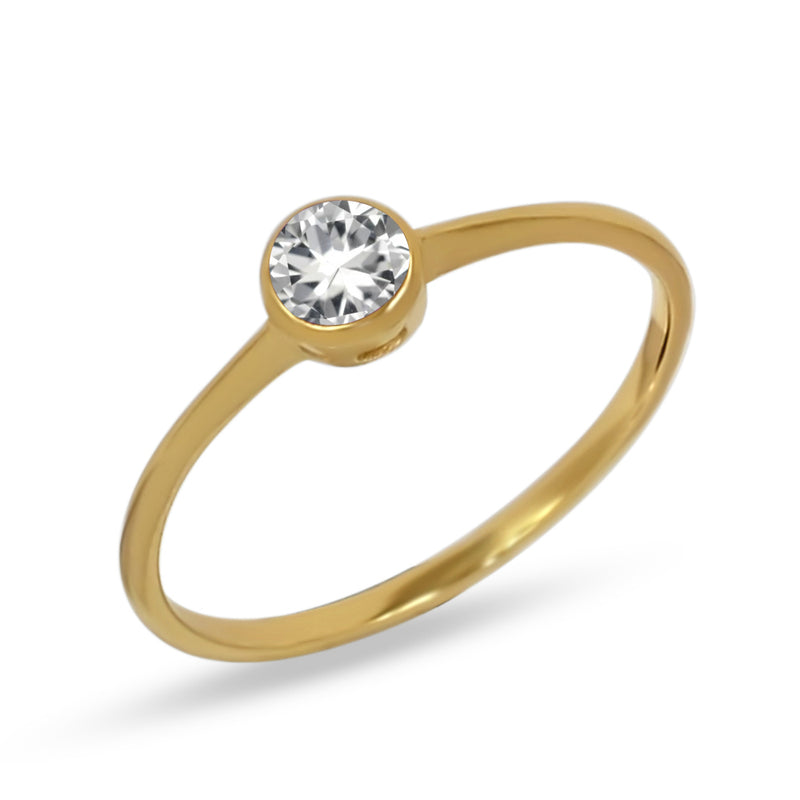 4*4 MM Round - 18k Gold Vermeil - Natural White Topaz Ring - CB-R813G-WT Catalogue