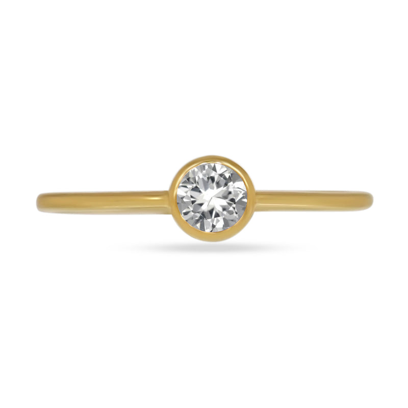 4*4 MM Round - 18k Gold Vermeil - Natural White Topaz Ring - CB-R813G-WT Catalogue