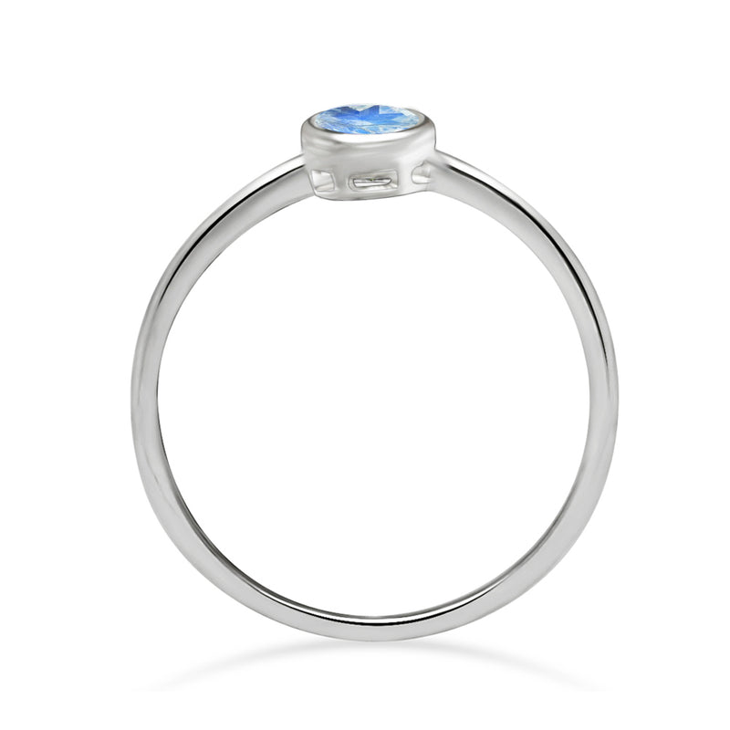 4*4 MM Round - Rainbow Moonstone Faceted Ring - CB-R813RM Catalogue