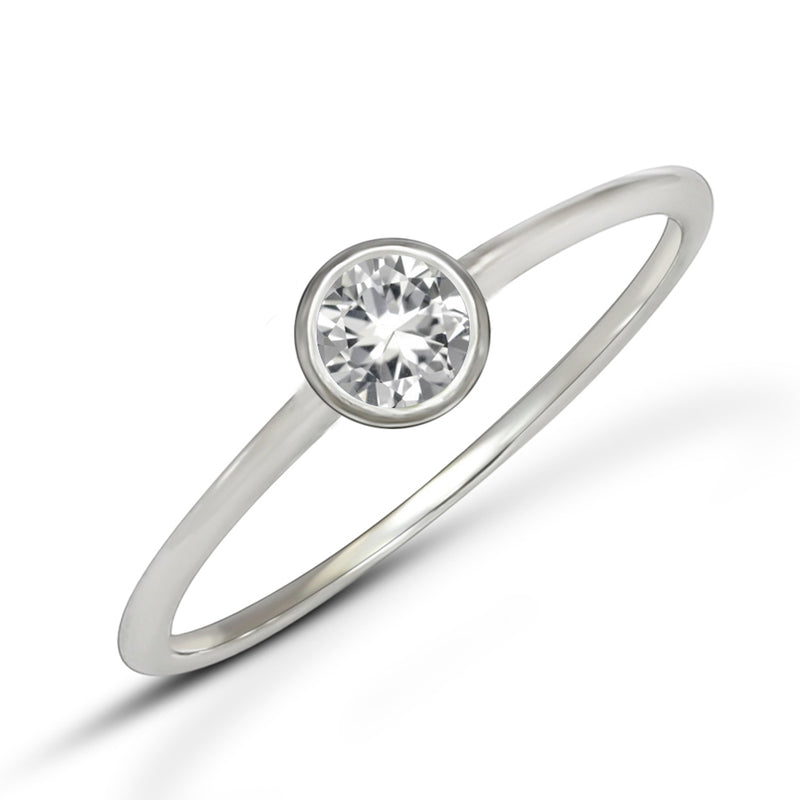 4*4 MM Round - Natural White Topaz Ring - CB-R813WT Catalogue