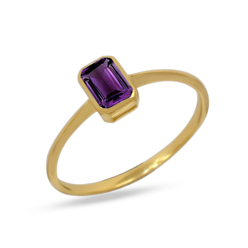 6*4 MM Octo - 18k Gold Vermeil - Amethyst Faceted Ring - CB-R814G-A Catalogue