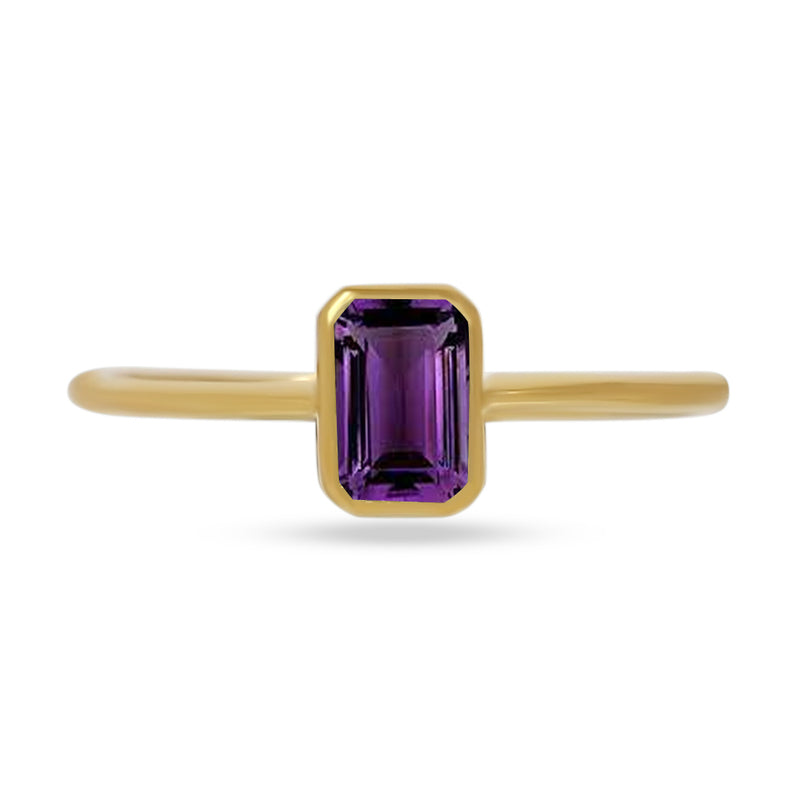 6*4 MM Octo - 18k Gold Vermeil - Amethyst Faceted Ring - CB-R814G-A Catalogue