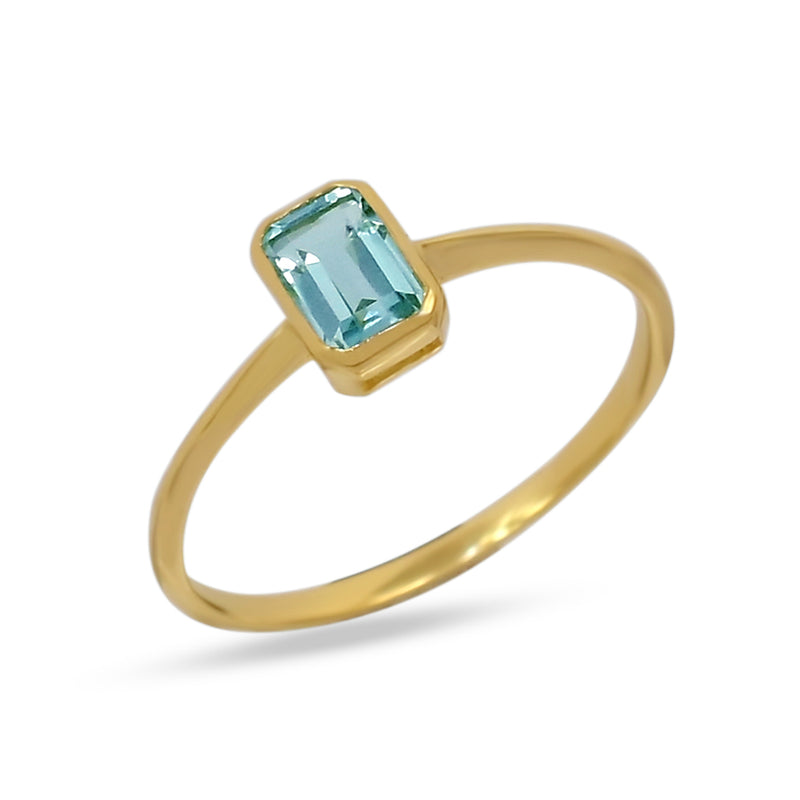 6*4 MM Octo - 18k Gold Vermeil - Blue Topaz Ring - CB-R814G-BT Catalogue