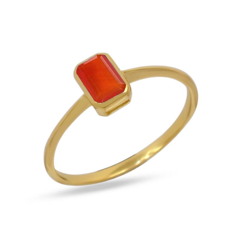 6*4 MM Octo - 18k Gold Vermeil - Carnelian Faceted Ring - CB-R814G-CRF Catalogue