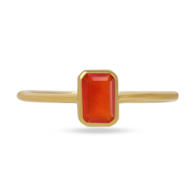 6*4 MM Octo - 18k Gold Vermeil - Carnelian Faceted Ring - CB-R814G-CRF Catalogue