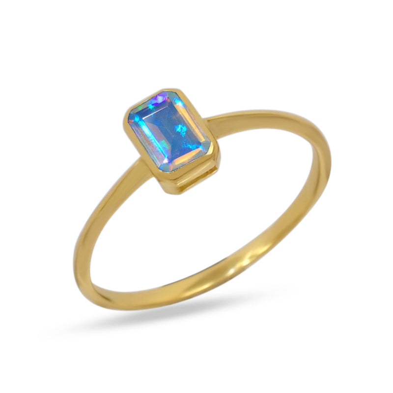 6*4 MM Octo - 18k Gold Vermeil - Ethiopian Opal Faceted Ring - CB-R814G-EO Catalogue