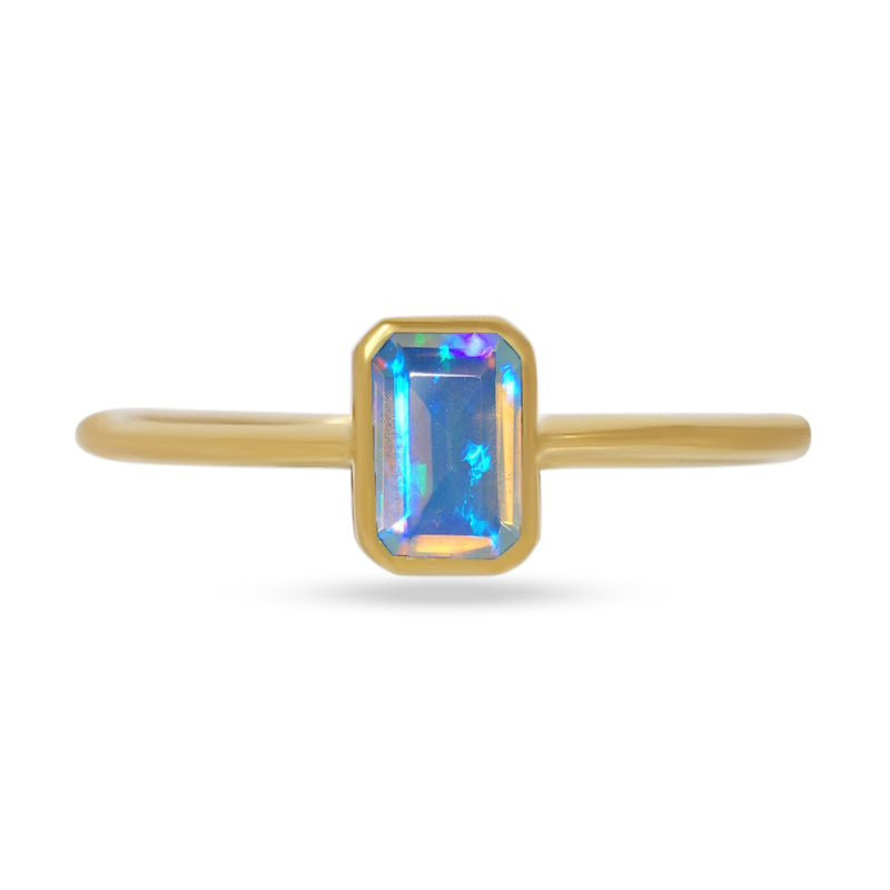 6*4 MM Octo - 18k Gold Vermeil - Ethiopian Opal Faceted Ring - CB-R814G-EO Catalogue