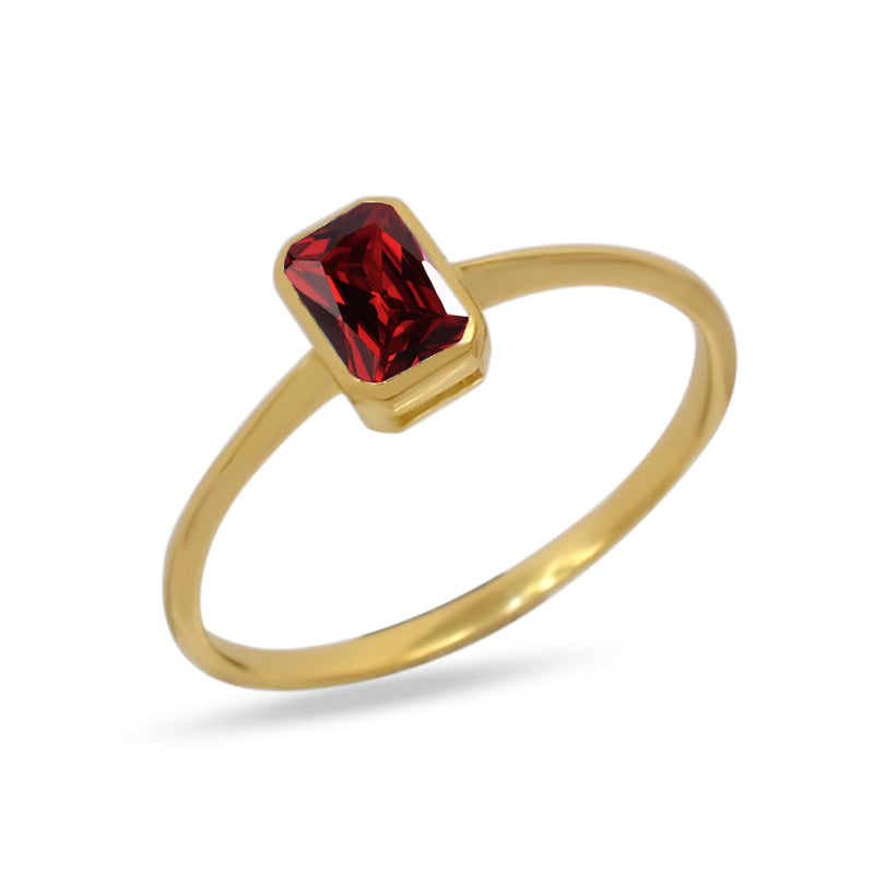 6*4 MM Octo - 18k Gold Vermeil - Garnet Faceted Ring - CB-R814G-G Catalogue