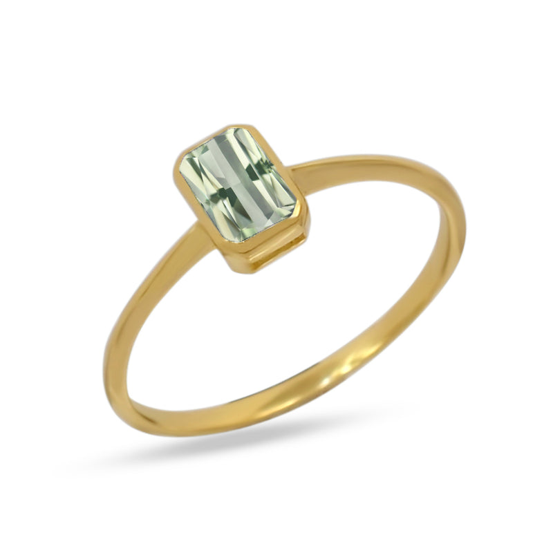 6*4 MM Octo - 18k Gold Vermeil - Mint Green Kyanite Ring - CB-R814G-GK Catalogue
