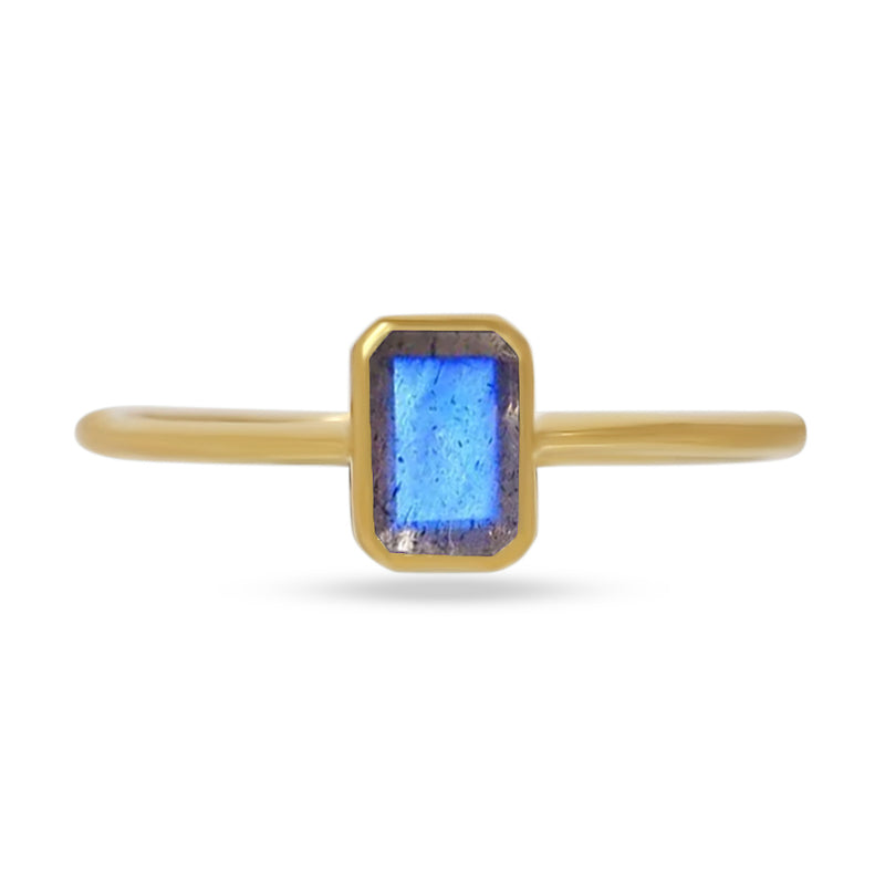 6*4 MM Octo - 18k Gold Vermeil - Labradorite Faceted Ring - CB-R814G-LBF Catalogue
