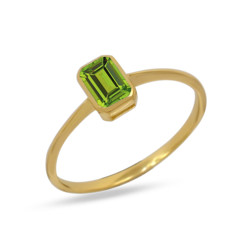6*4 MM Octo - 18k Gold Vermeil - Peridot Ring - CB-R814G-P Catalogue