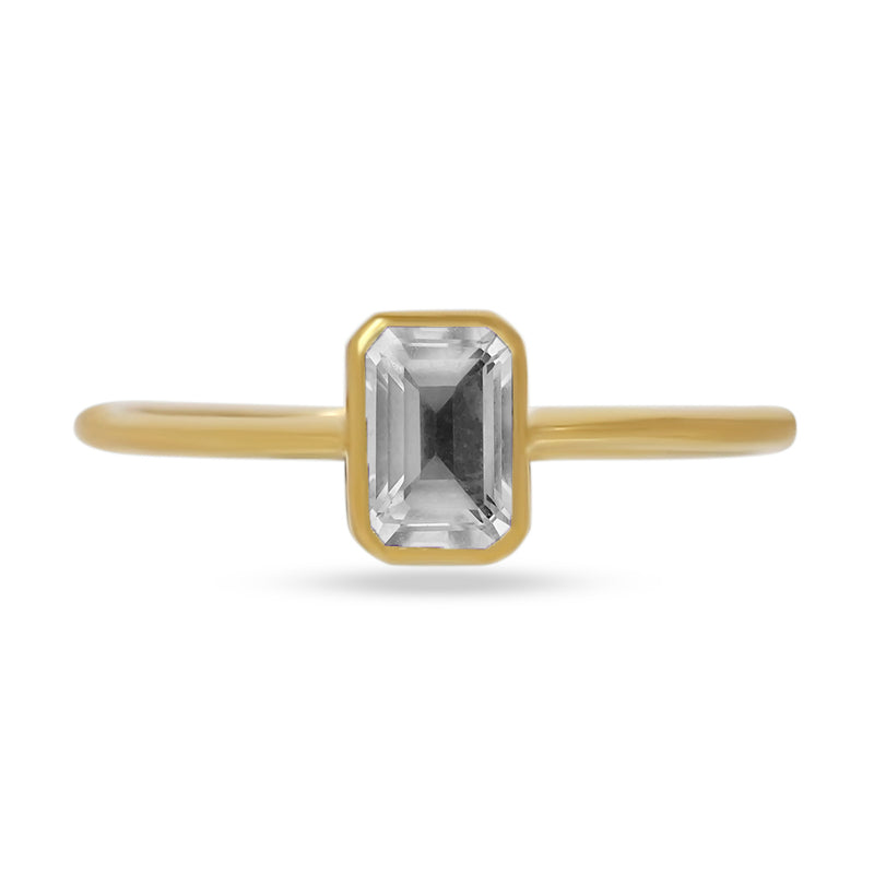 6*4 MM Octo - 18k Gold Vermeil - Natural White Topaz Ring - CB-R814G-WT Catalogue