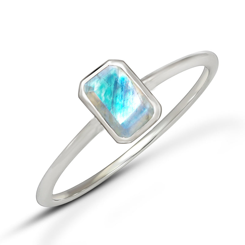 6*4 MM Octo - Rainbow Moonstone Faceted Ring - CB-R814RM Catalogue