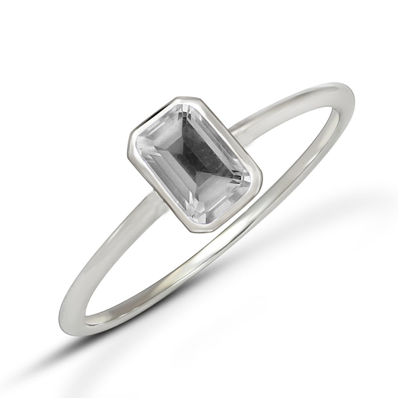6*4 MM Octo - Natural White Topaz Ring - CB-R814WT Catalogue