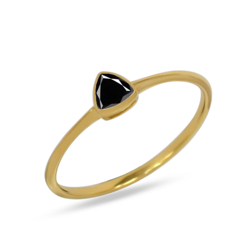 4*4 MM Trillion - 18k Gold Vermeil - Black Spinel Ring - CB-R815G-BS Catalogue