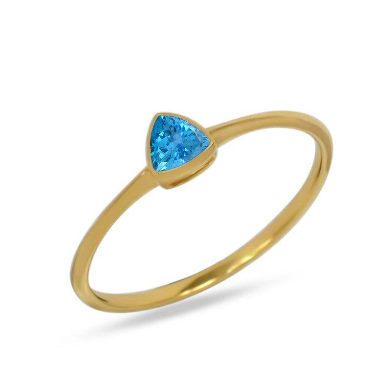 4*4 MM Trillion - 18k Gold Vermeil - Blue Topaz Ring - CB-R815G-BT Catalogue