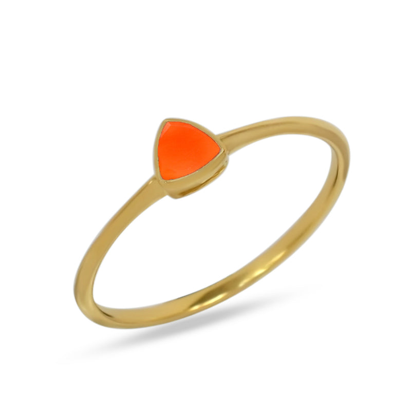 4*4 MM Trillion - 18k Gold Vermeil - Carnelian Faceted Ring - CB-R815G-CRF Catalogue