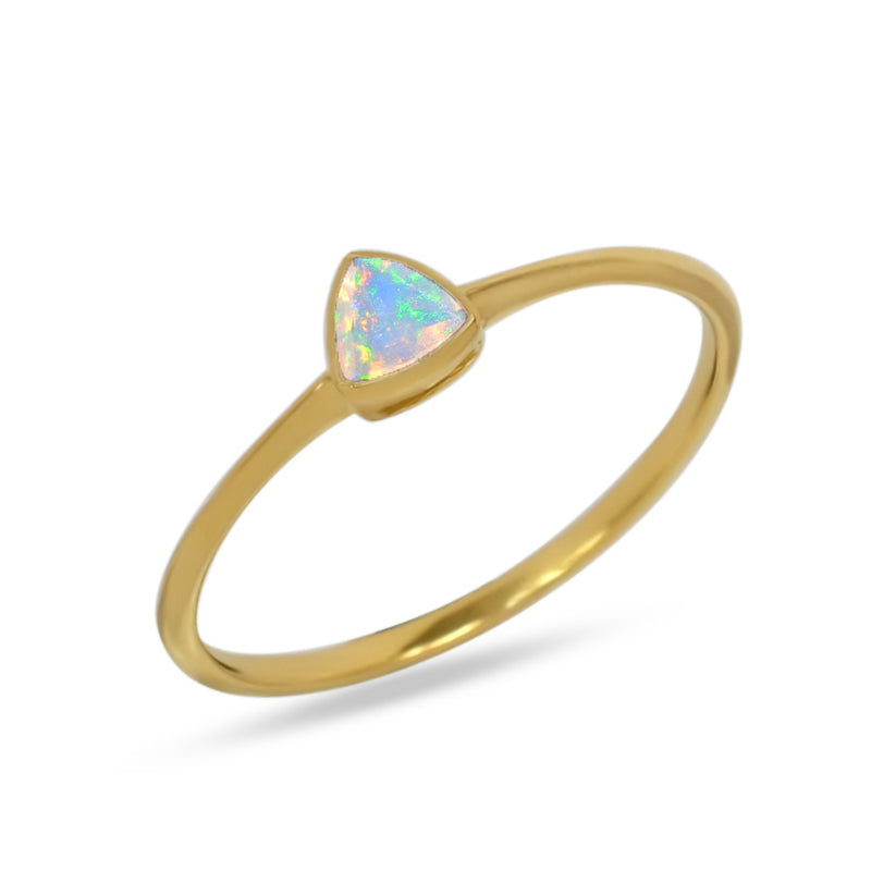 4*4 MM Trillion - 18k Gold Vermeil - Ethiopian Opal Faceted Ring - CB-R815G-EO Catalogue