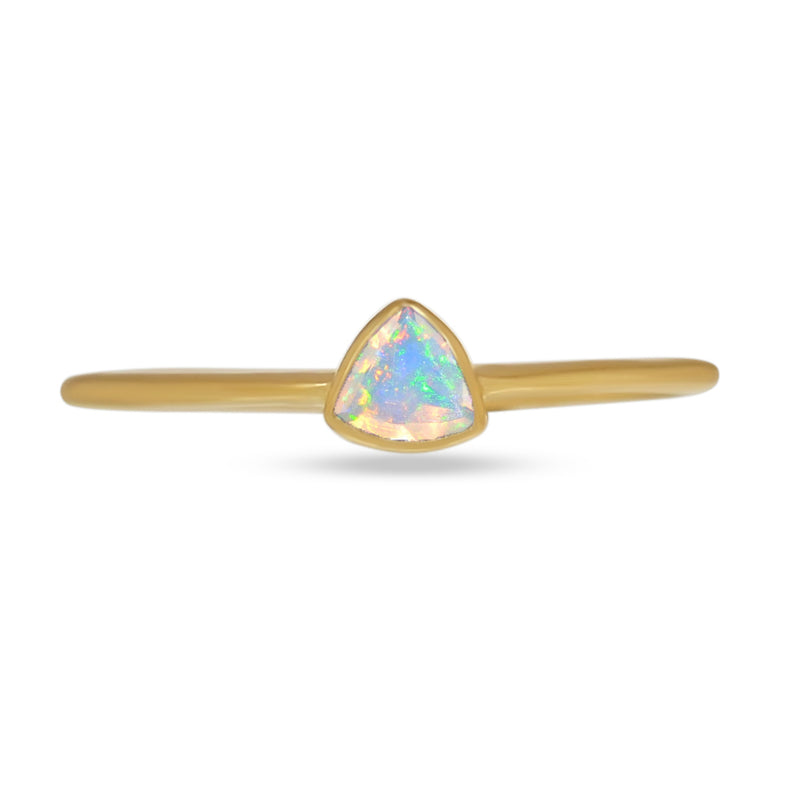 4*4 MM Trillion - 18k Gold Vermeil - Ethiopian Opal Faceted Ring - CB-R815G-EO Catalogue