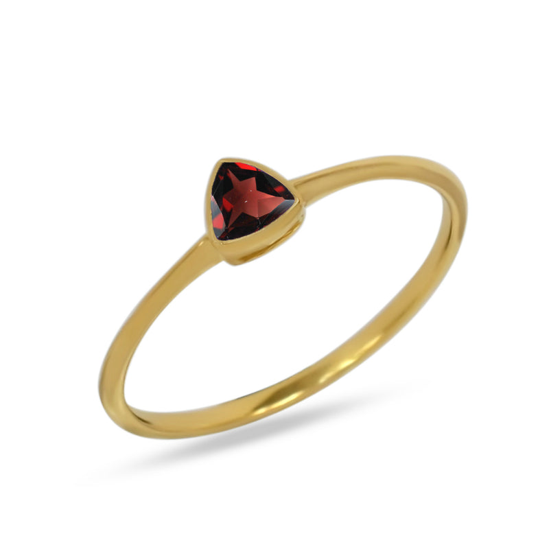 4*4 MM Trillion - 18k Gold Vermeil - Garnet Faceted Ring - CB-R815G-G Catalogue