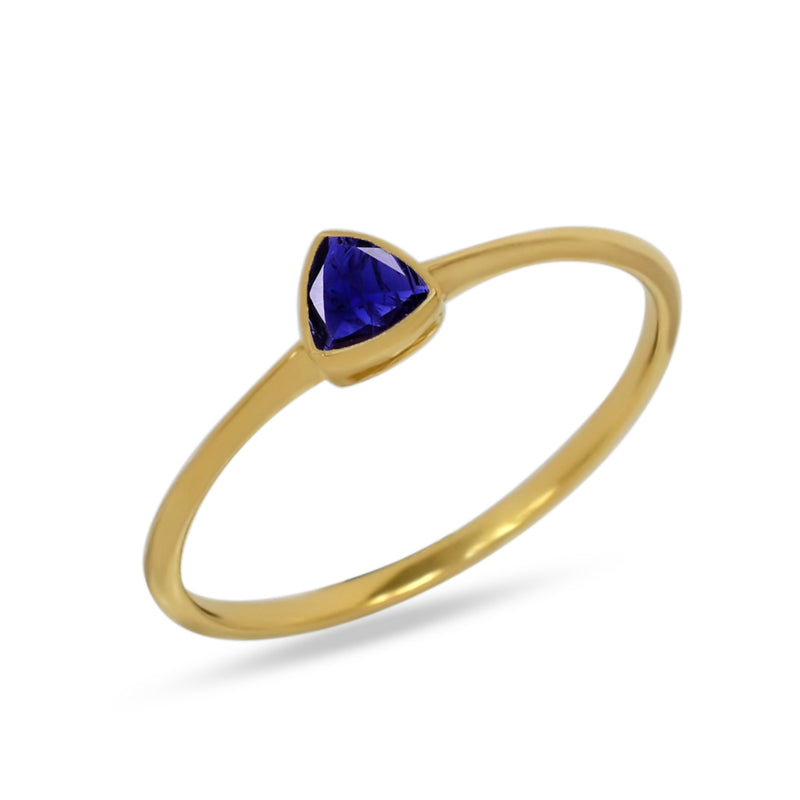 4*4 MM Trillion - 18k Gold Vermeil - Iolite Ring - CB-R815G-I Catalogue