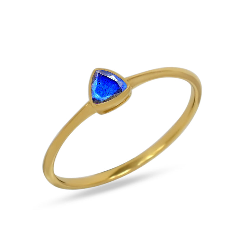 4*4 MM Trillion - 18k Gold Vermeil - Labradorite Faceted Ring - CB-R815G-LBF Catalogue