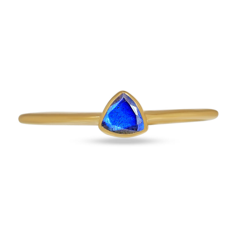 4*4 MM Trillion - 18k Gold Vermeil - Labradorite Faceted Ring - CB-R815G-LBF Catalogue