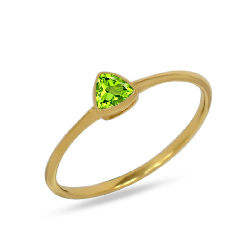 4*4 MM Trillion - 18k Gold Vermeil - Peridot Ring - CB-R815G-P Catalogue