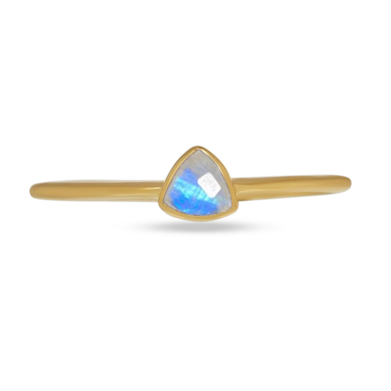4*4 MM Trillion - 18k Gold Vermeil - Rainbow Moonstone Faceted Ring - CB-R815G-RM Catalogue
