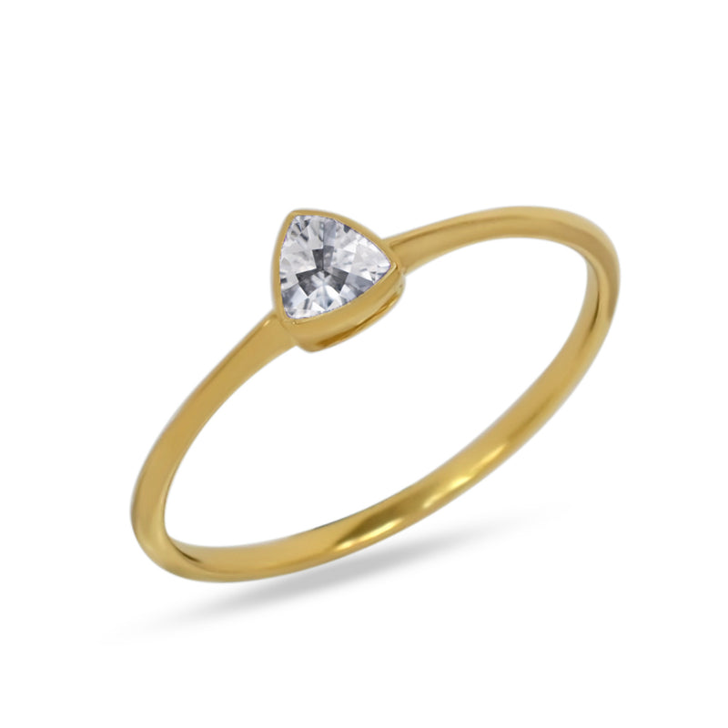 4*4 MM Trillion - 18k Gold Vermeil - Natural White Topaz Ring - CB-R815G-WT Catalogue