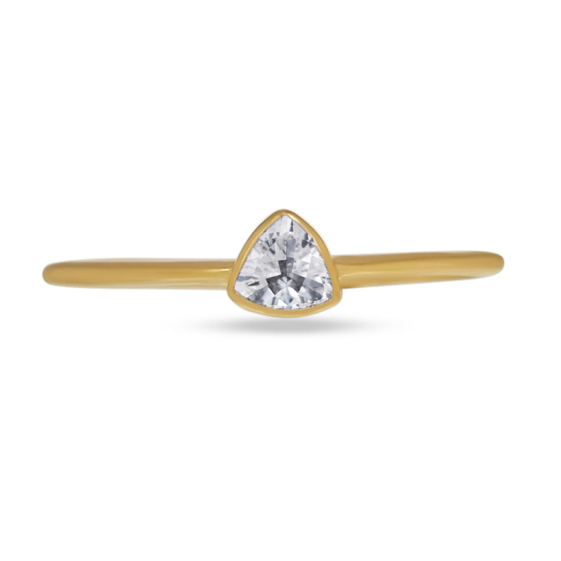 4*4 MM Trillion - 18k Gold Vermeil - Natural White Topaz Ring - CB-R815G-WT Catalogue