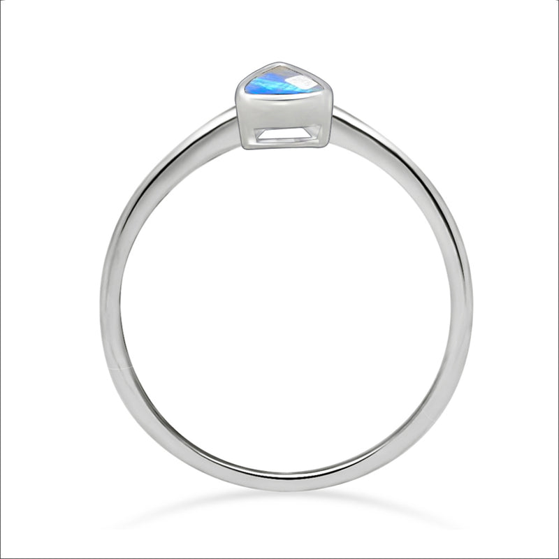 4*4 MM Trillion - Rainbow Moonstone Faceted Ring - CB-R815RM Catalogue