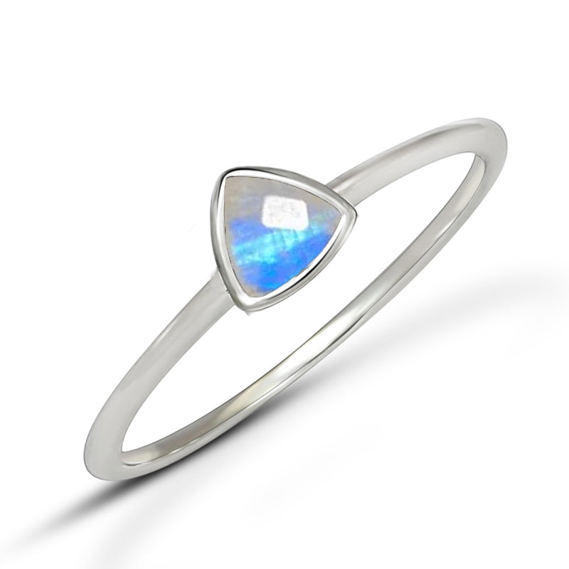 4*4 MM Trillion - Rainbow Moonstone Faceted Ring - CB-R815RM Catalogue