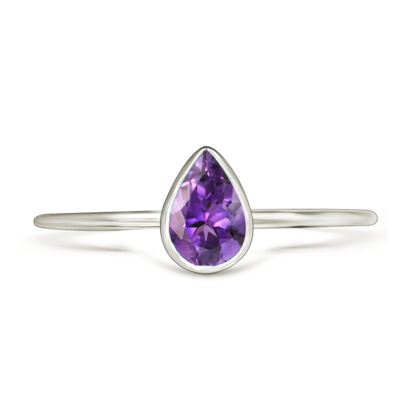 6*4 MM Pear - Amethyst Faceted Ring - CB-R819A Catalogue