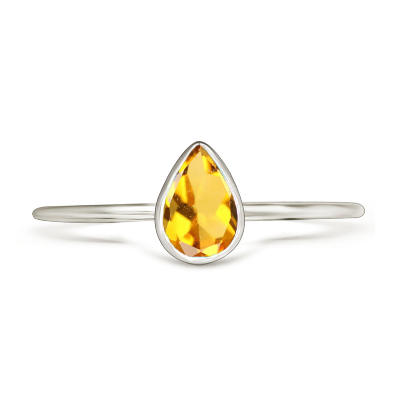 6*4 MM Pear - Citrine Ring - CB-R819C Catalogue