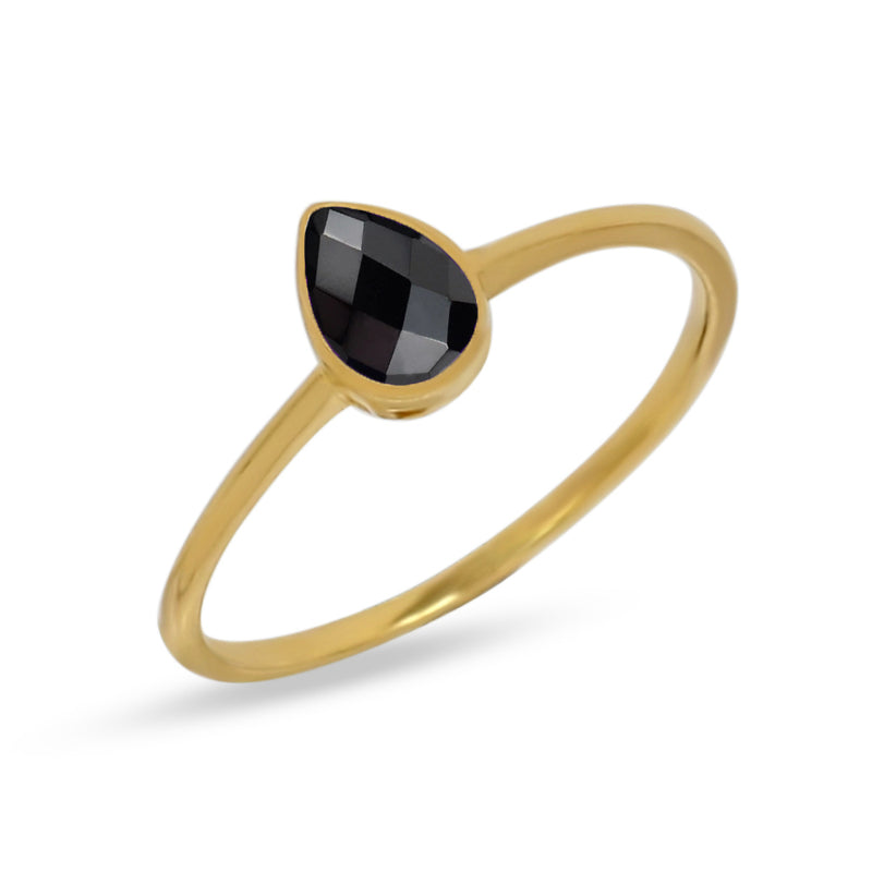 6*4 MM Pear - 18k Gold Vermeil - Black Spinel Ring - CB-R819G-BS Catalogue