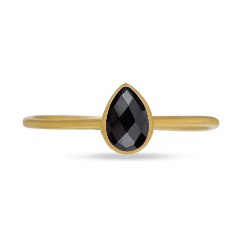 6*4 MM Pear - 18k Gold Vermeil - Black Spinel Ring - CB-R819G-BS Catalogue